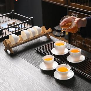 家用陶瓷待客喝茶6只白瓷功夫小茶杯品茗杯 WBZ7羊脂玉茶杯10个装
