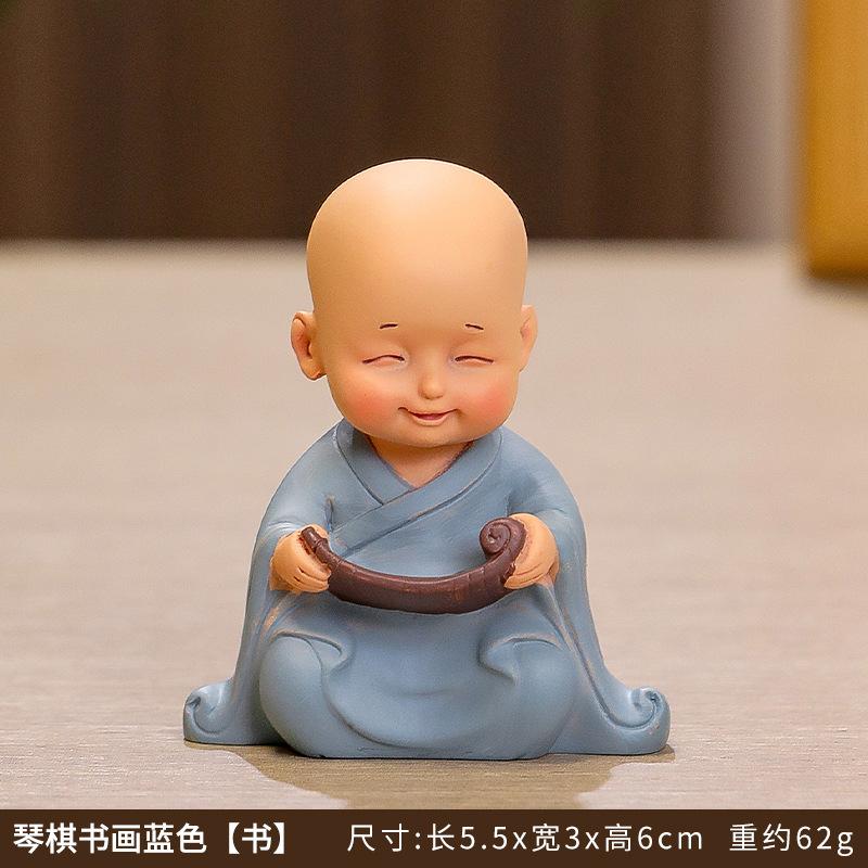 创意古风小和尚摆件佛系禅意家居客厅茶桌人物玩偶盆景造景装饰品图片