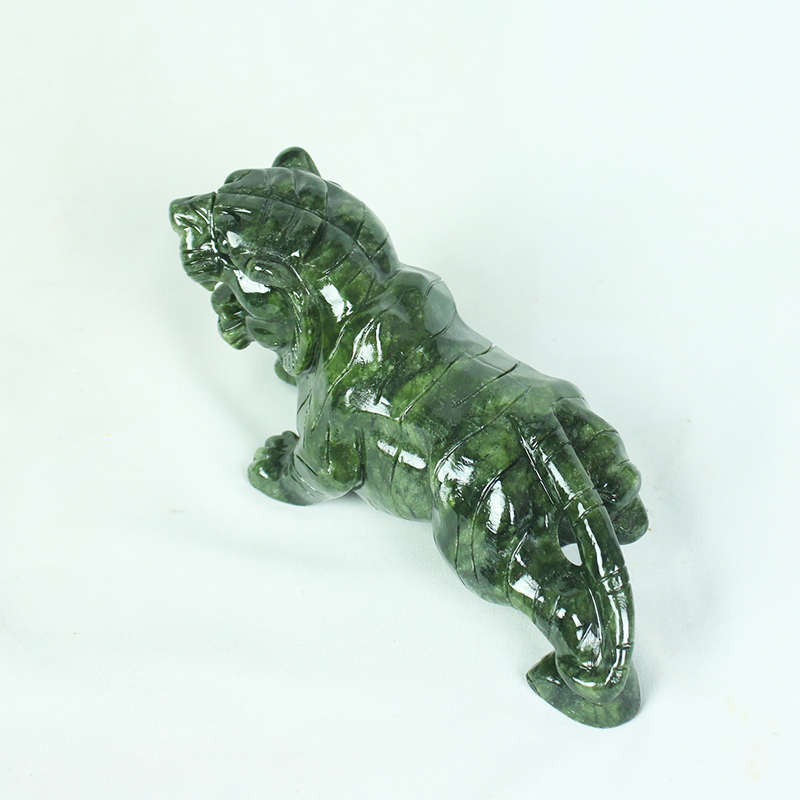 天然玉石老虎摆件青玉虎上山虎虎生威生肖招財补角家居客厅装饰品