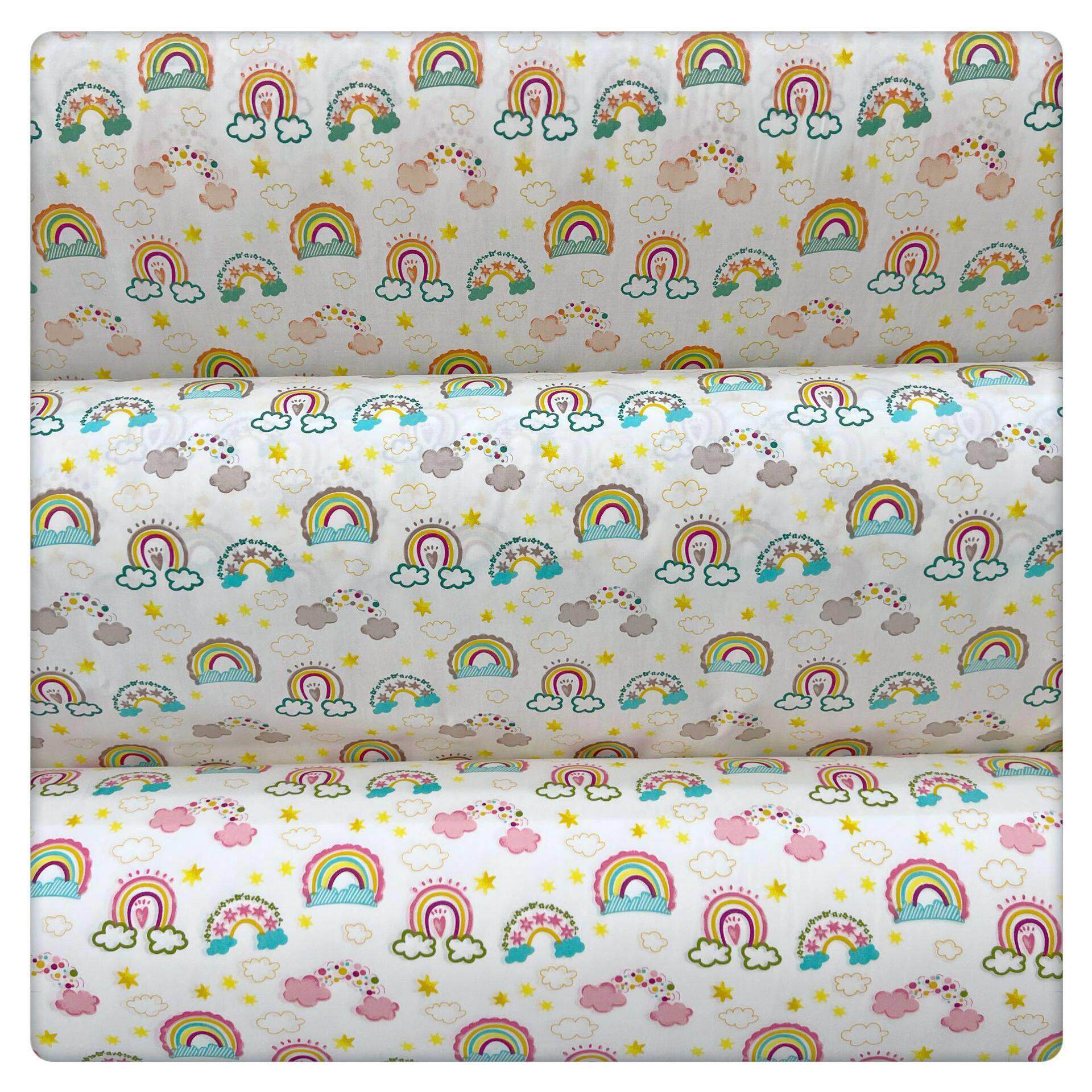 1.6米宽幅 彩虹 卡通纯棉斜纹印花布 床品手工桌布装饰衣服棉面料