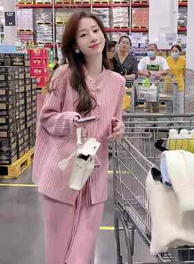 欧洲站2025秋冬新款时尚休闲裤子旗袍改良款中式有女人味两件套女