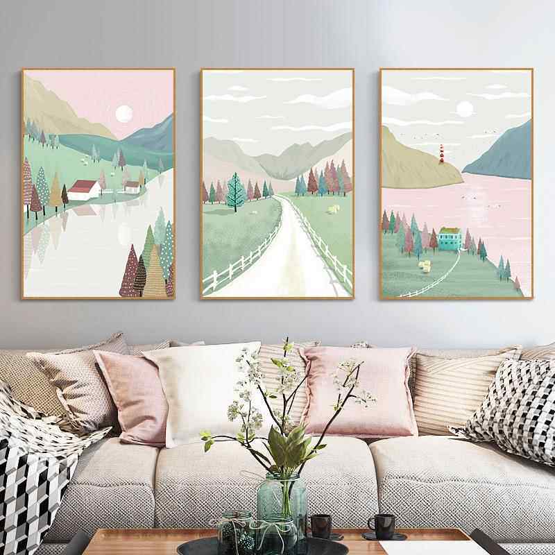 新款直销深圳大芬油画村现代简约清新客厅装饰画沙发背景墙挂画卧