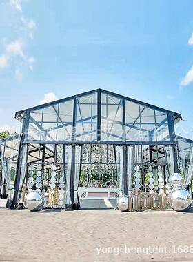 教堂婚礼帐篷全透明黑色铝合金帐篷可容纳300人活动篷房派对帐篷
