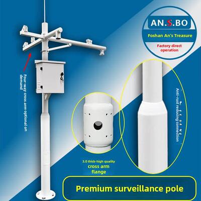 监控组合灯杆3.35米4/5/ 6米社区道路太阳能灯杆安世宝户外灯杆AI