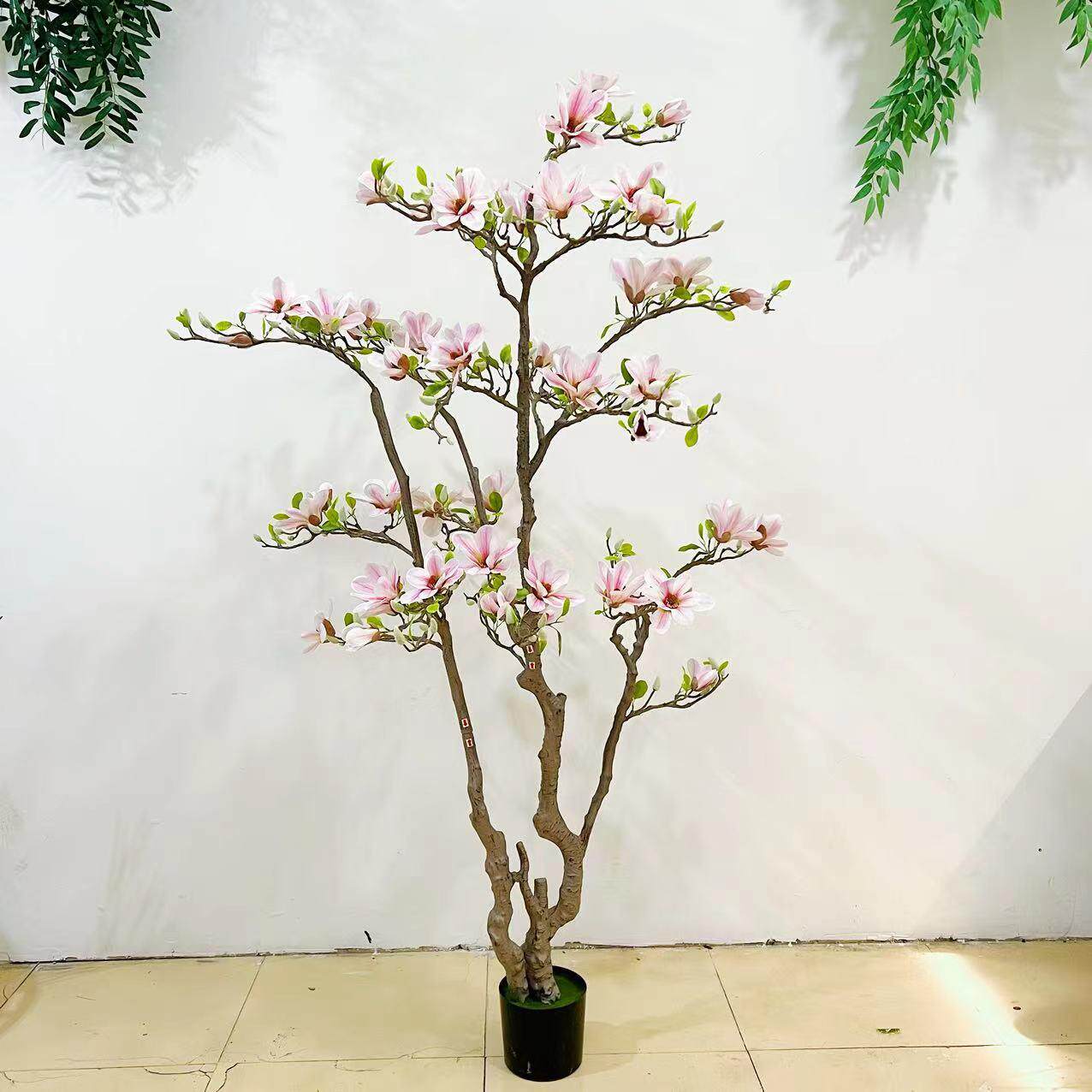 高端玉兰花树仿真绿植假树室内客厅仿生禄植盆栽落地装饰植物摆件