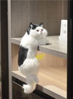 仿真猫咪摆件绒玩具毛手工艺品内创RZF意礼物电视猫猫室开业挂摆