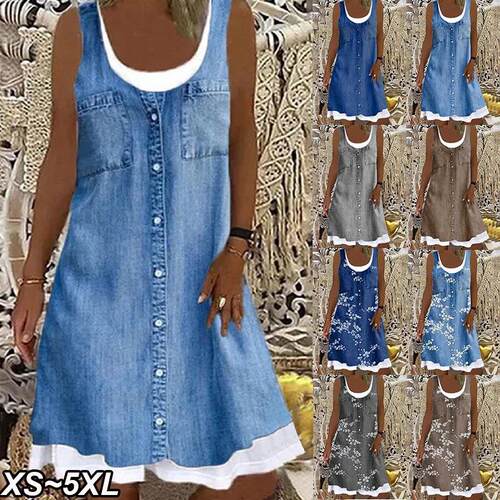 Women Faux Floral Print Casual Comfortable Dress Wear Comfy