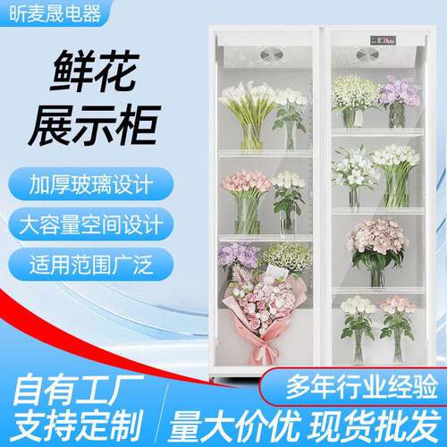 鲜花柜双三门花店鲜花保鲜展柜风冷无霜花艺冷柜鲜花保鲜冷藏柜