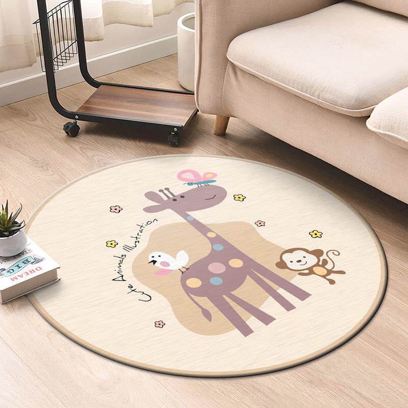 卡通圆形地毯儿童房阅读区地垫卧室床边毯电脑转椅学习椅防滑垫