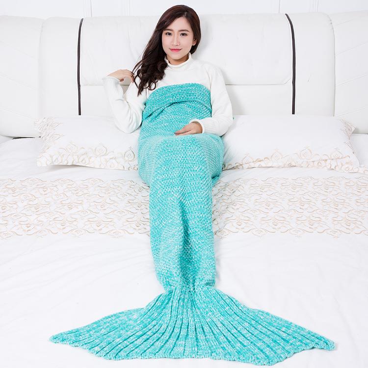 新款直销ins毛线毯美人鱼毯子针织毯子美人鱼尾巴美人鱼毛毯沙发