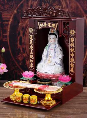 陶瓷坐莲南海观音娘娘佛像风水家用供奉摆件观音菩萨保平安送礼