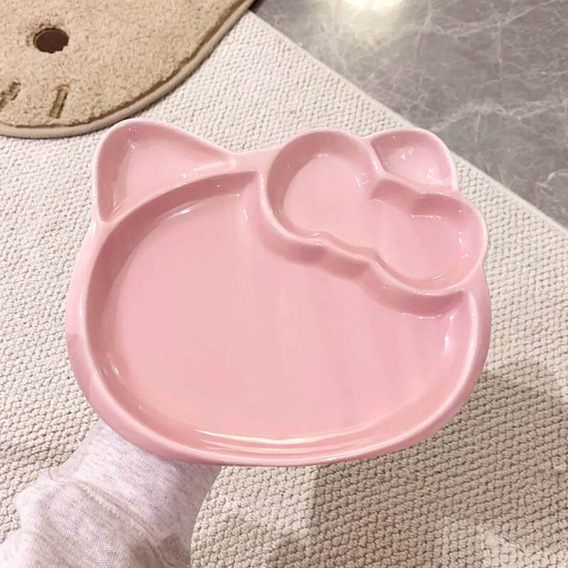陶瓷分格餐盘创意卡通kt盘家用饺子水果儿童餐具可爱早餐饭盘