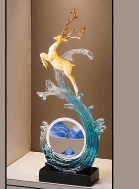 一鹿向前流沙画玄关摆件客厅入户竖高隔断电视柜装饰乔迁新居