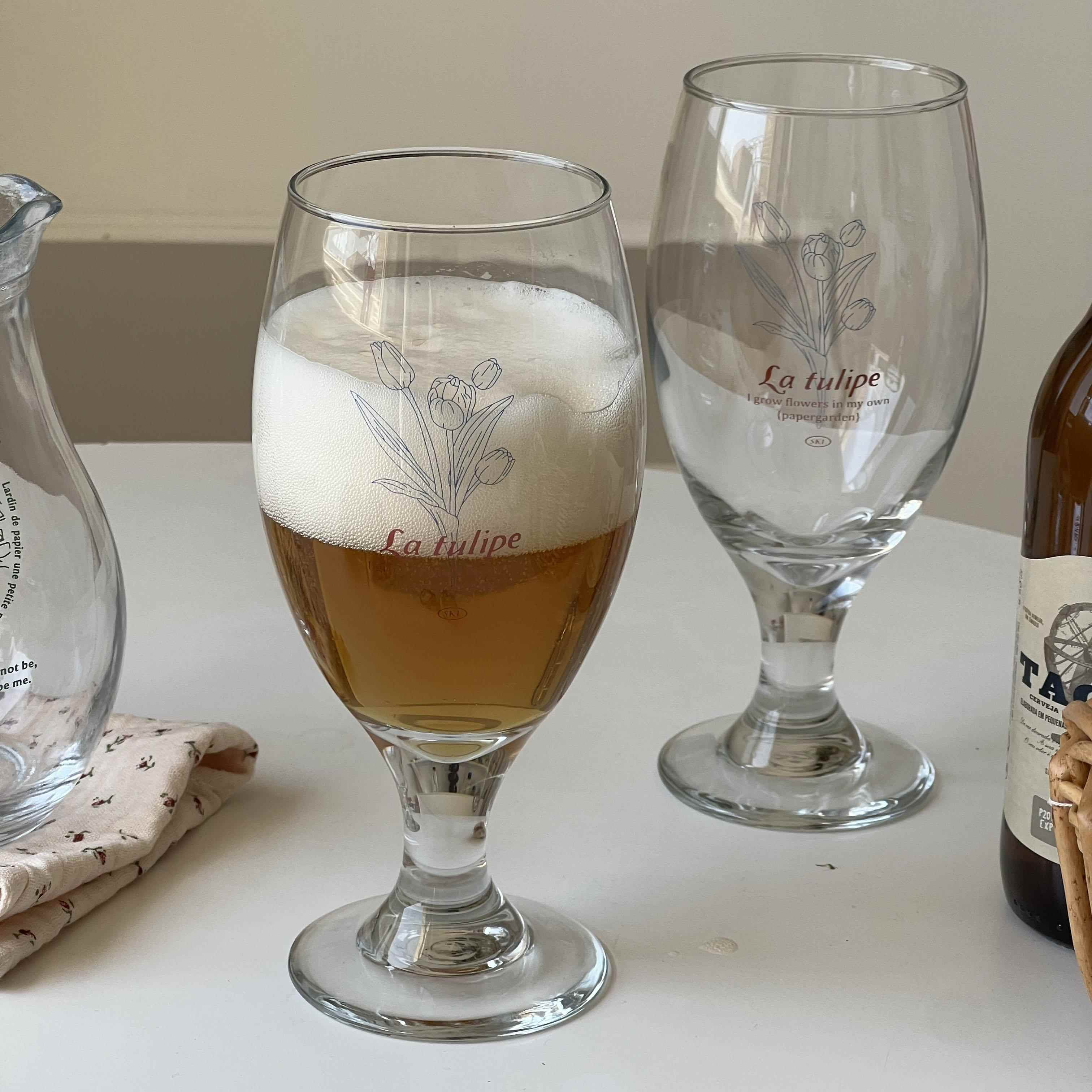 啤酒杯设计感小众法式字母ins风简约手绘郁