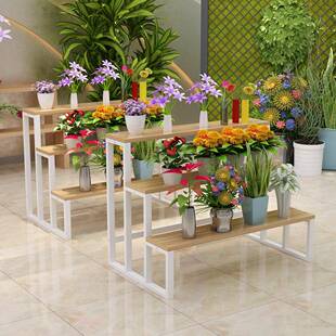 花铁店架落地式 艺展示架高低展层示花1188台桌流水 置物架多阶梯式