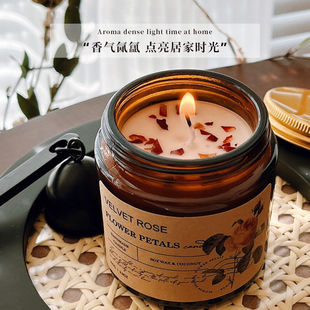 干花香薰蜡烛浪漫无烟伴手礼大豆蜡香氛家用卧室持久淡香摆件