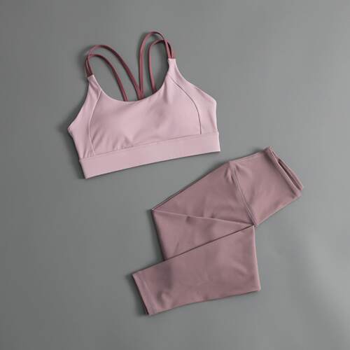 Yoga suit set, women's cycling and running training bra,