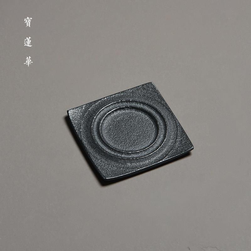 听雨天然乌金石杯垫 禅意杯托茶托隔热垫茶垫 功夫茶具茶道零配件