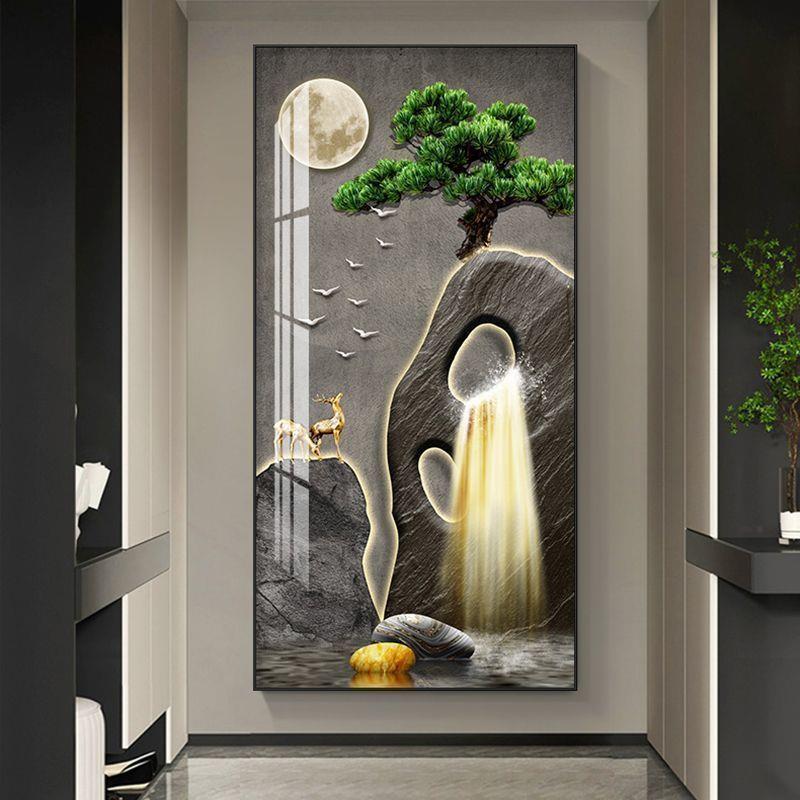 入户玄关山水画装饰画进门生财风景画走廊过道壁画正对墙客厅挂画