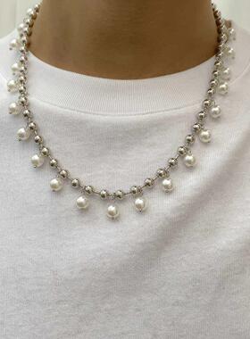 Pearl necklace simple temperament single-layer bead chain h1