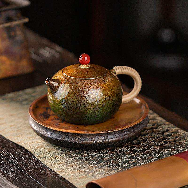 手工锤纹铜壶泡茶壶紫铜茶壶侧把水壶泡茶专用纯铜单壶家用烧水壶