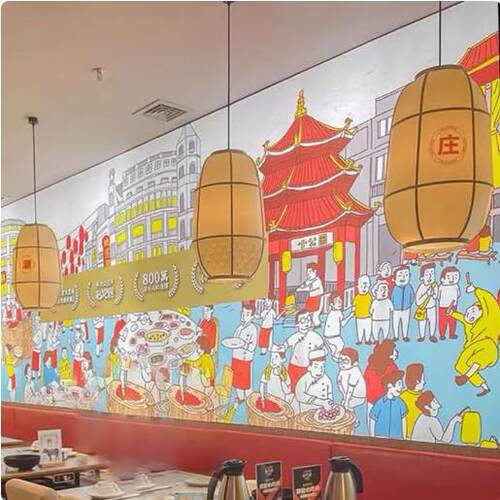 潮汕喜记牛庄火锅吊灯海鲜酒楼餐厅卡座布艺灯连锁餐厅设计师灯具