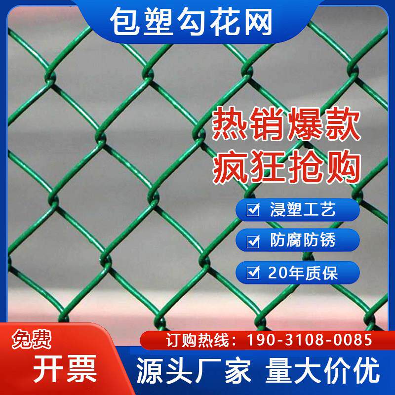 镀锌铁丝网球场围栏网包塑铁网格网钢丝勾花网网围栏防护隔离网