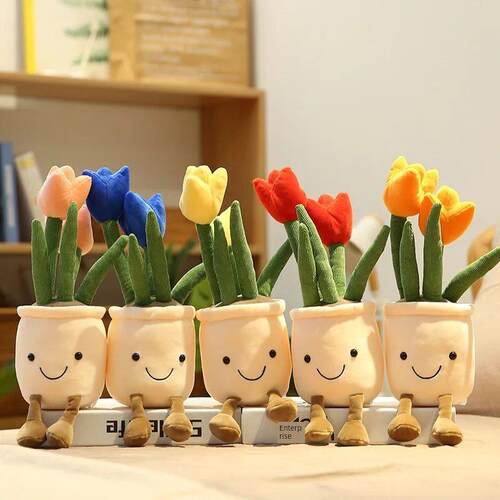 Lifelike Tulip Succulent Plants Plush Stuffed Decoration Toy