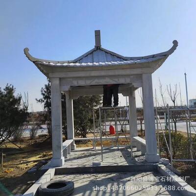 四角凉亭花岗岩石雕亭子别墅庭院避雨长廊石头亭子花架厂家