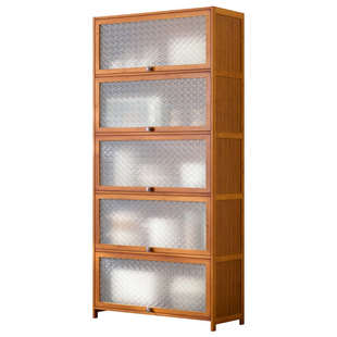 厨房置物架带柜门落地多层多功能橱柜微波炉锅具碗盘收纳储物碗柜