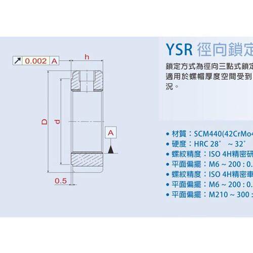 台湾盈锡防松螺母YSA M35*1.5P主轴丝杆精密锁定螺帽NA型轴向锁紧