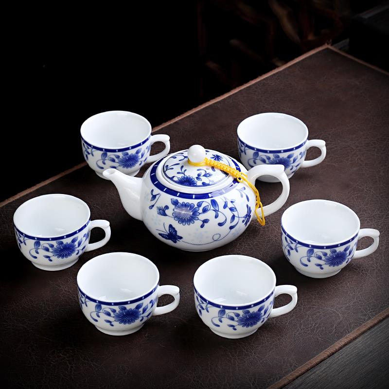 小号青花瓷茶壶夫茶具白瓷泡茶水壶用家酒陶功UGR店酒楼一壶两杯