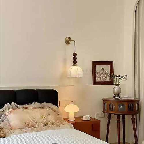 花朵复古床头灯具宿中楼梯客厅艺壁灯过道民法式布吊线古风卧室