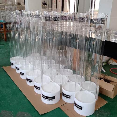 飞机头枕货架圆形展示桶 透明亚克力U型颈枕展示架现货陈列架