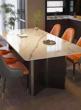 佛山岩板餐桌椅组合现代简约轻奢家用小户型长方形饭桌吃饭桌意式