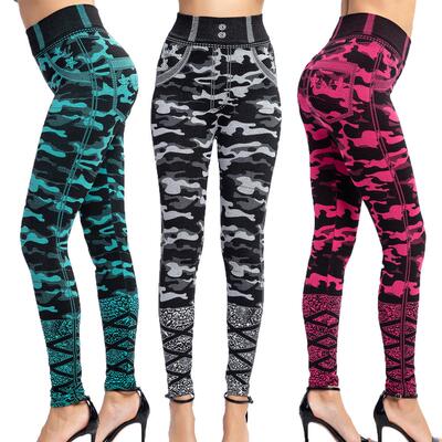 Imitation denim leggings, elastic and breathable cropped