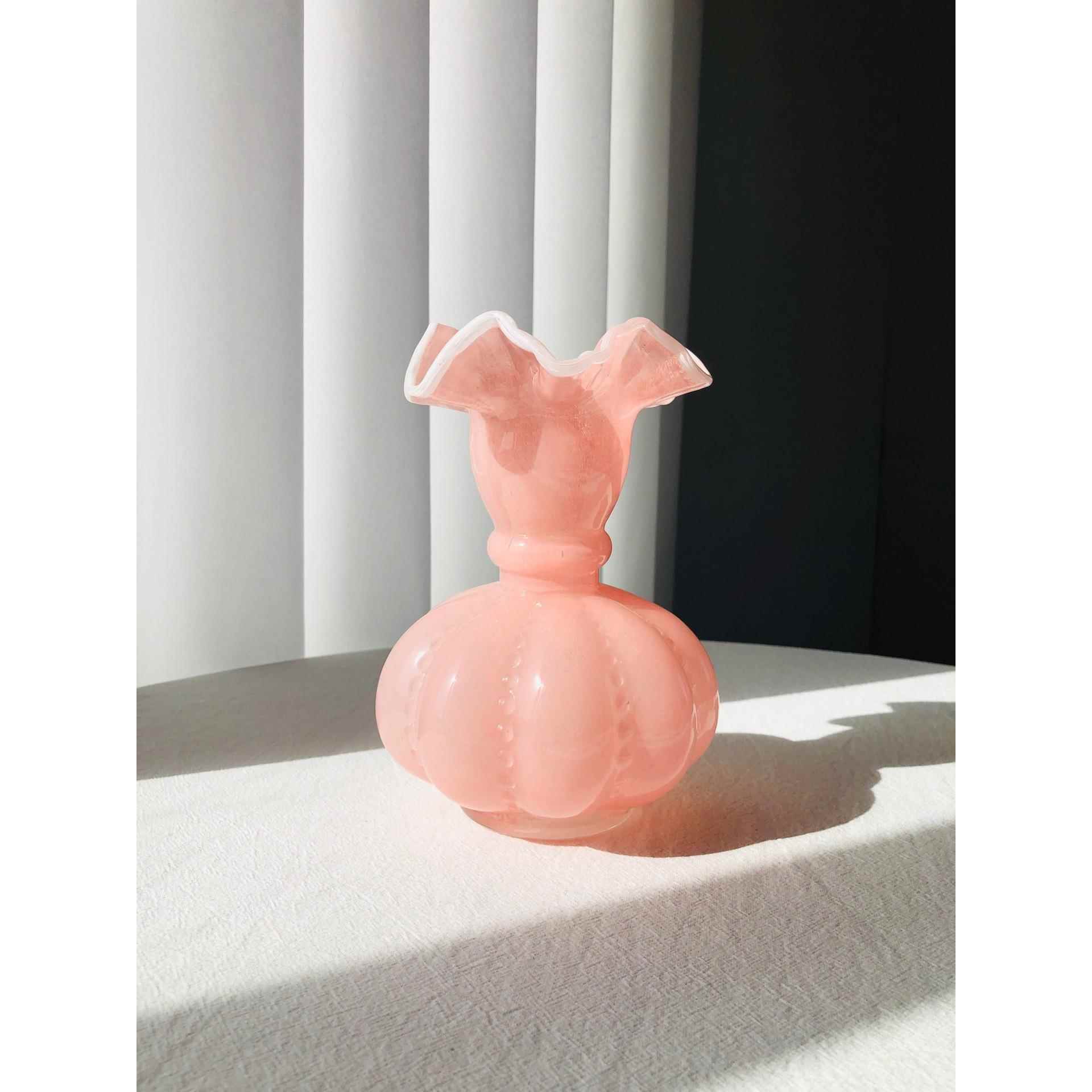 法式中古手工南瓜芬顿玻璃花瓶水养插花家居客厅餐桌玄关装饰摆件