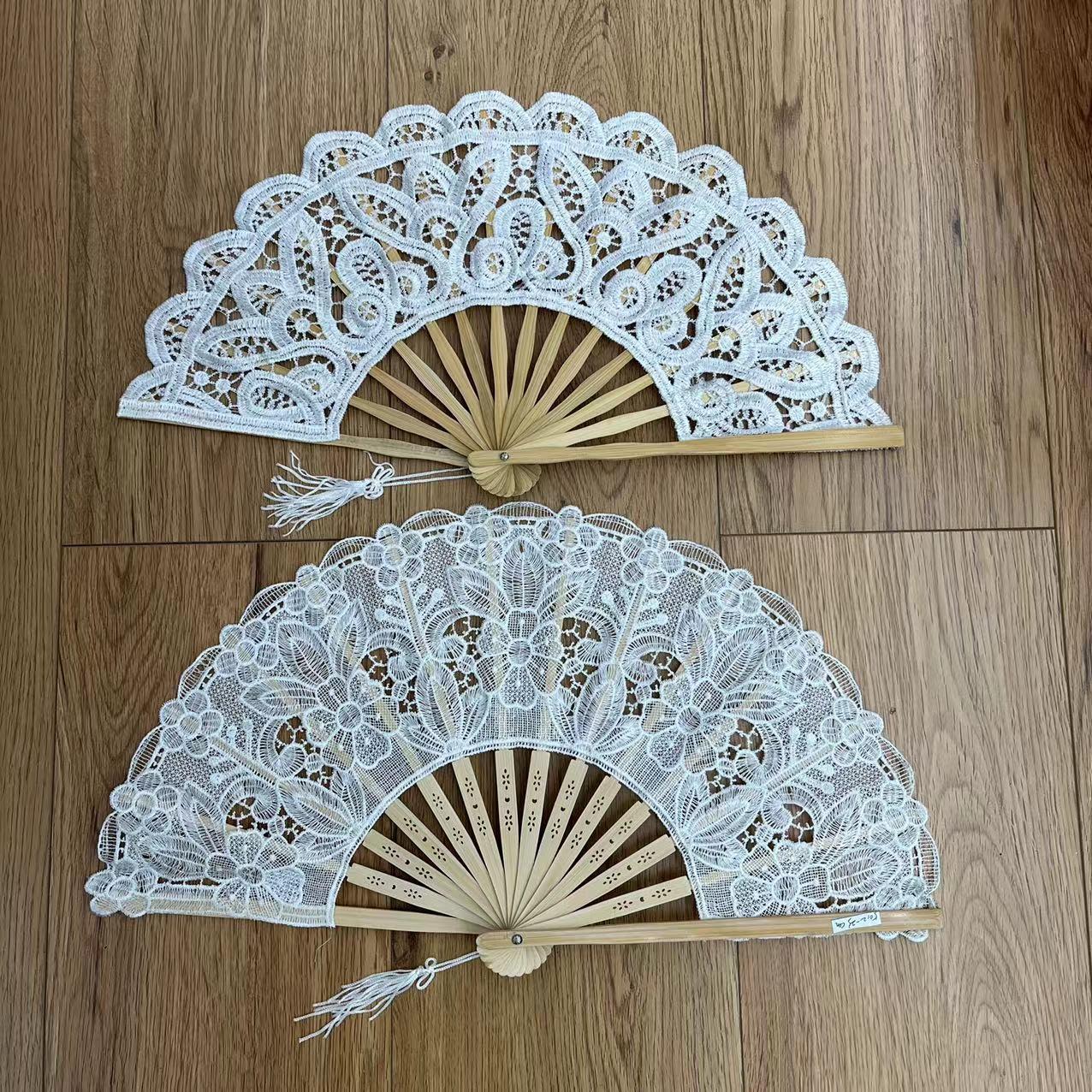 花边绣花蕾丝扇镂空复古欧式宫廷扇子27CM折扇竹扇舞蹈道具表演扇