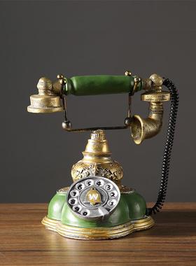 复古怀旧老物件老式电话机摆件酒吧酒柜家居装饰品座机道具存钱