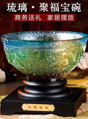 琉璃装饰摆件聚宝盆客厅电视柜办公桌室工艺品公司开业礼品