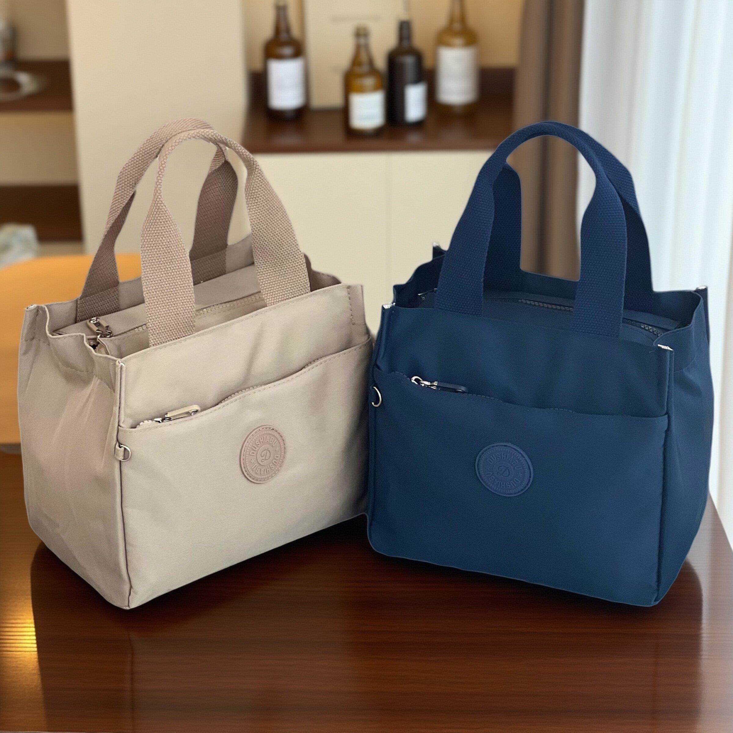 纯色尼龙布装便当带子防水手提包铝箔保温便当包上班族通勤带饭包