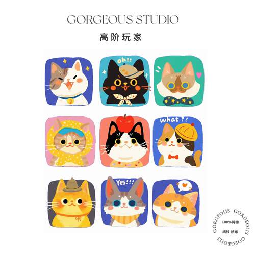 新手必买原创独家《猫猫图鉴》16CT精准印花十字绣套件25高CT可爱