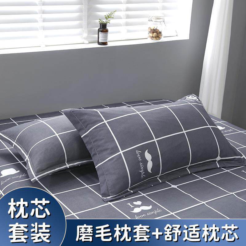 枕套枕芯一套成人家用枕套一对套装单人一只装学生宿舍男睡眠整头