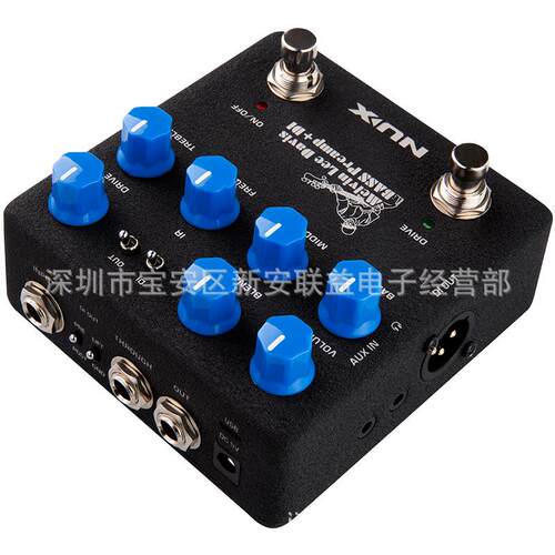 NUX NBP-5电贝司均衡箱体模拟前级BASS Preamp+DI单块效果器