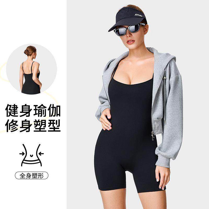 普拉提连体衣健身衣女紧身显瘦训练外穿吊带背心瑜伽服塑身连体衣