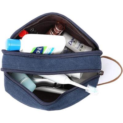 Mens Travel Toiletry Wash Bag Big Capacity Canvas Leather Co