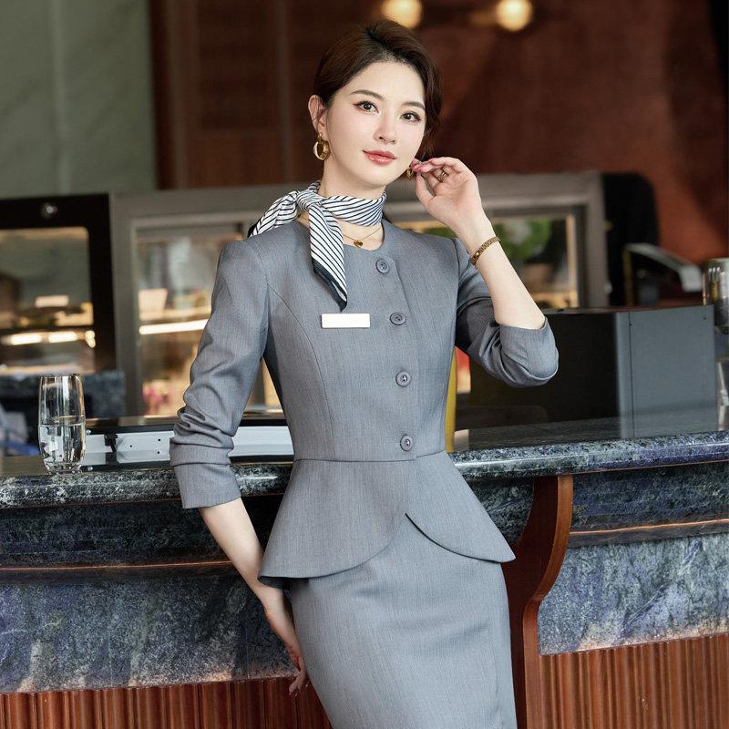 珠宝店工作服女春秋美容院职业套装金店工服气质西装套装酒店工装