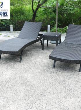 沙滩椅别躺墅庭院游池休闲铁艺塑料编藤泳躺床藤外编户B-003椅现