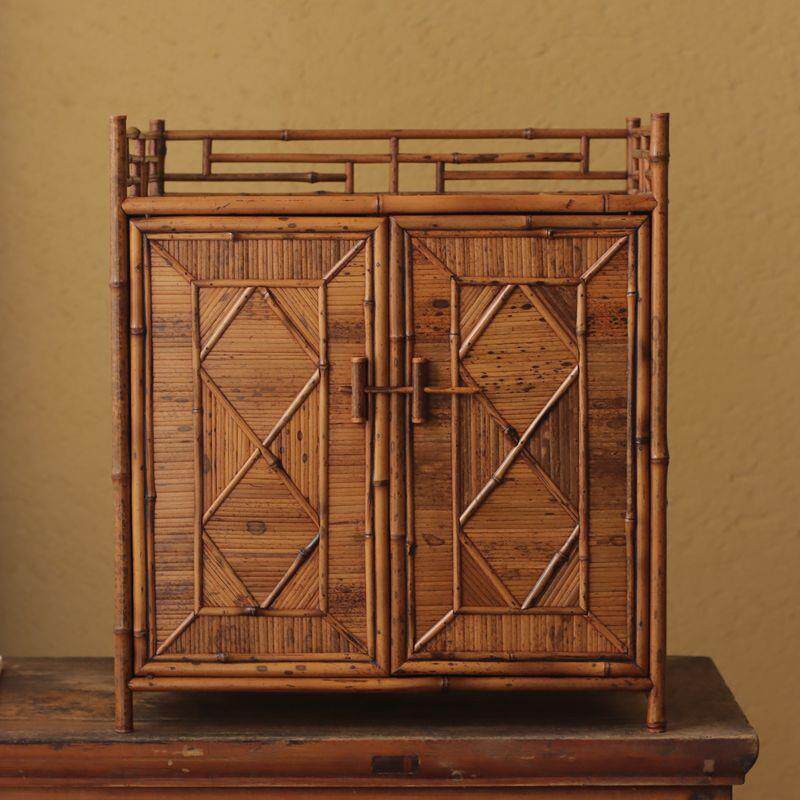 梅鹿竹制茶箱茶道器具收纳箱竹茶棚复古手提收纳柜茶艺师器局竹箱