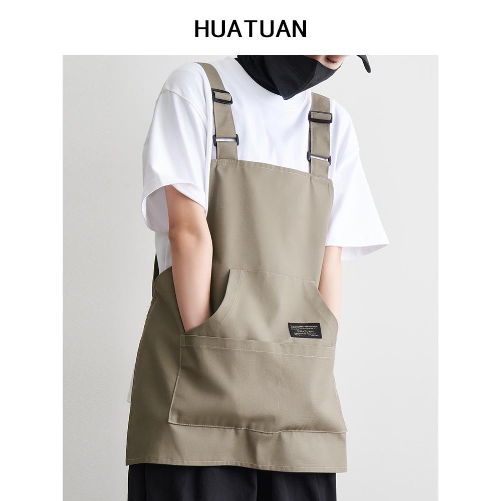帆布家庭厨房防水围裙,男女咖啡店,理发店,餐饮,工作服,书店